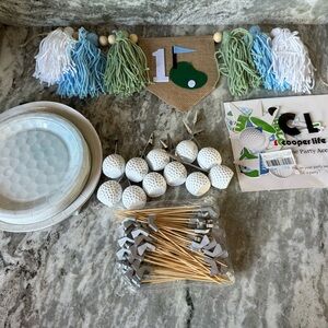 Golf Themed Party Decor Kit in White, Blue & Green